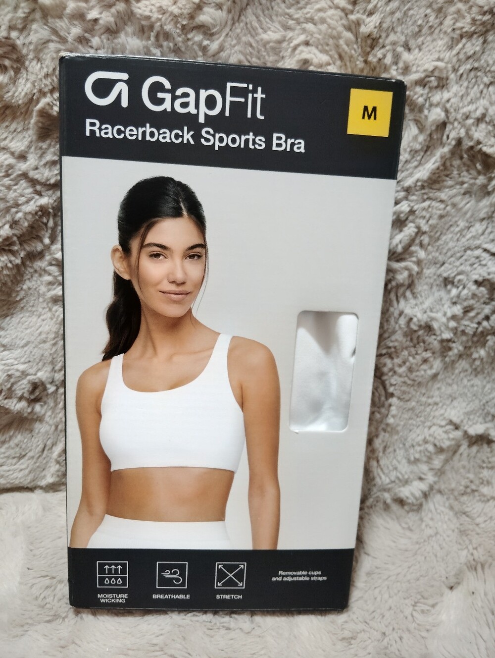 NIB!! GAP White Racerback Sports Bra - GapFit. Size M
